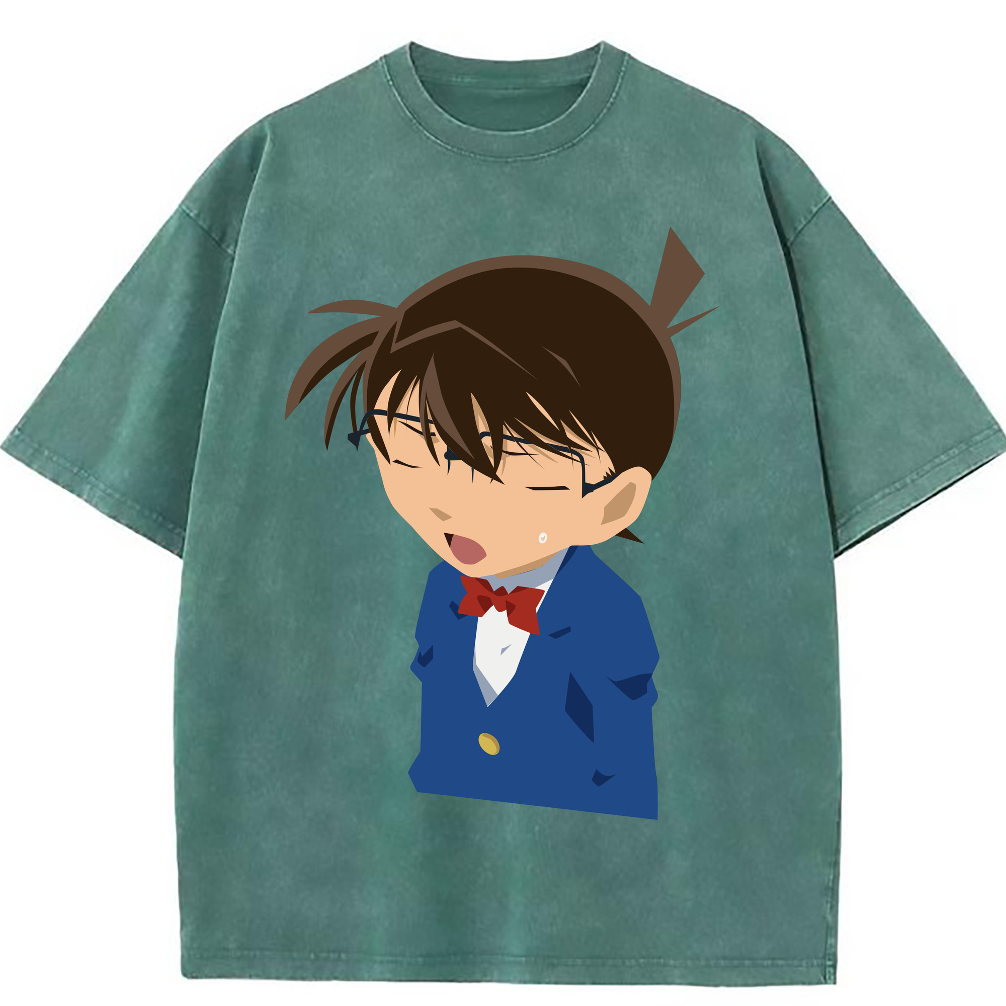 （画像用） 名探偵コナン 江戸川 コナン Detective Conan Conan Edogawa 綿100% ヴィンテージ風 半袖Tシャツ（フロントプリント）